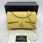 Chanel Medium Classic Chevron Yellow Lambskin GHW