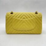 Chanel Medium Classic Chevron Yellow Lambskin GHW