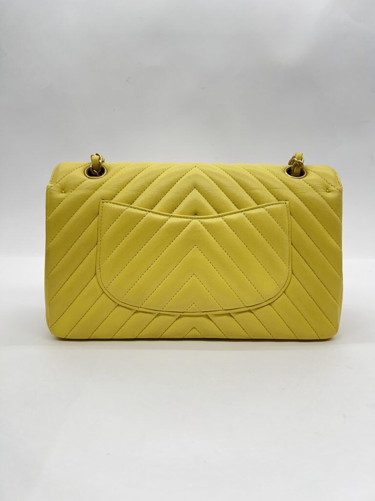 Chanel Medium Classic Chevron Yellow Lambskin GHW