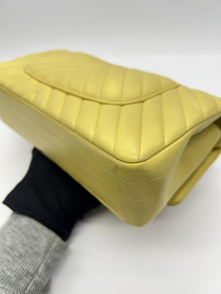 Chanel Medium Classic Chevron Yellow Lambskin GHW