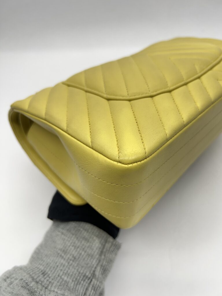 Chanel Medium Classic Chevron Yellow Lambskin GHW