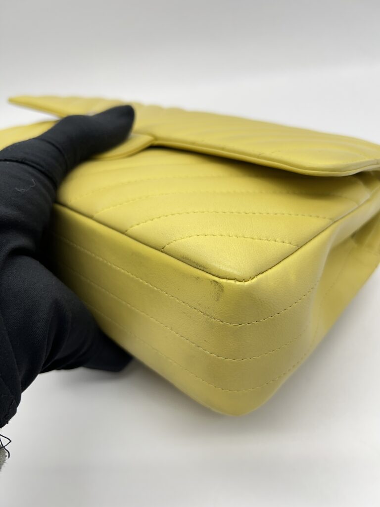 Chanel Medium Classic Chevron Yellow Lambskin GHW