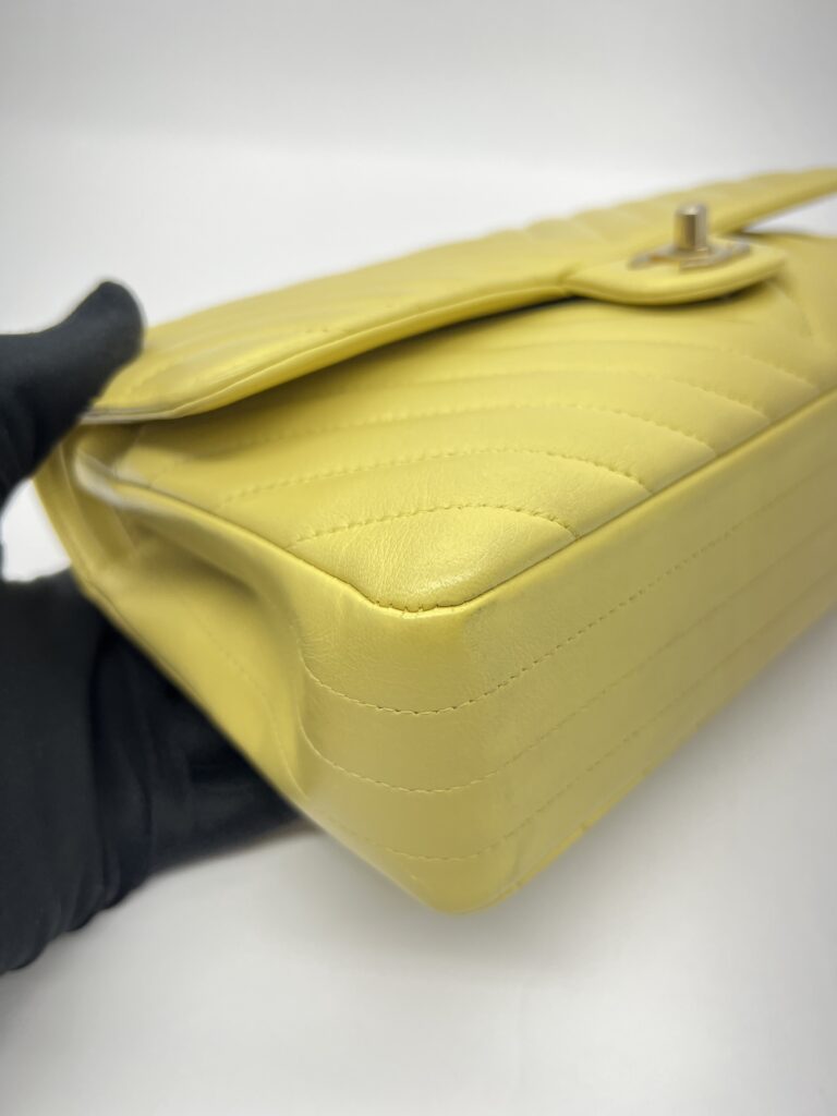Chanel Medium Classic Chevron Yellow Lambskin GHW