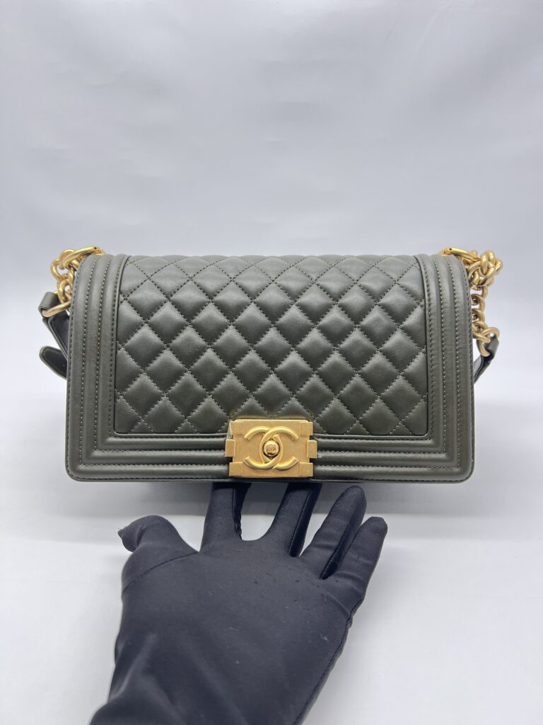 Chanel Boy 25 Lambskin Dark Green GHW