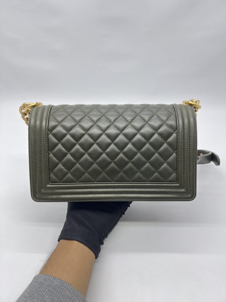 Chanel Boy 25 Lambskin Dark Green GHW