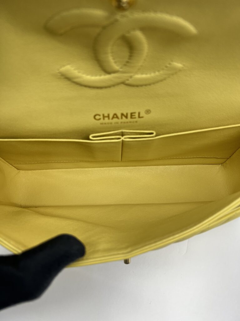Chanel Medium Classic Chevron Yellow Lambskin GHW