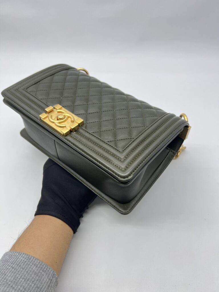 Chanel Boy 25 Lambskin Dark Green GHW