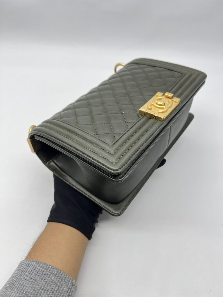 Chanel Boy 25 Lambskin Dark Green GHW