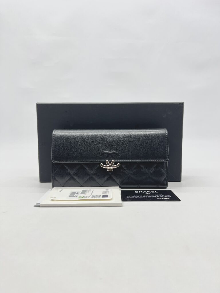 Chanel CC Long Wallet Black SHW