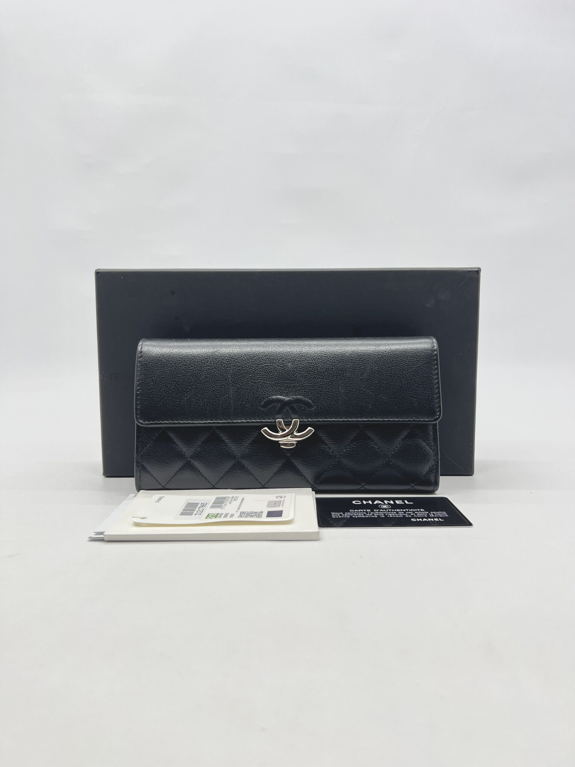 Chanel CC Long Wallet Black SHW