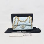 Chanel Mini Enamel Pending CC Lambskin Light Blue GHW