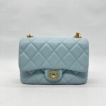 Chanel Mini Enamel Pending CC Lambskin Light Blue GHW