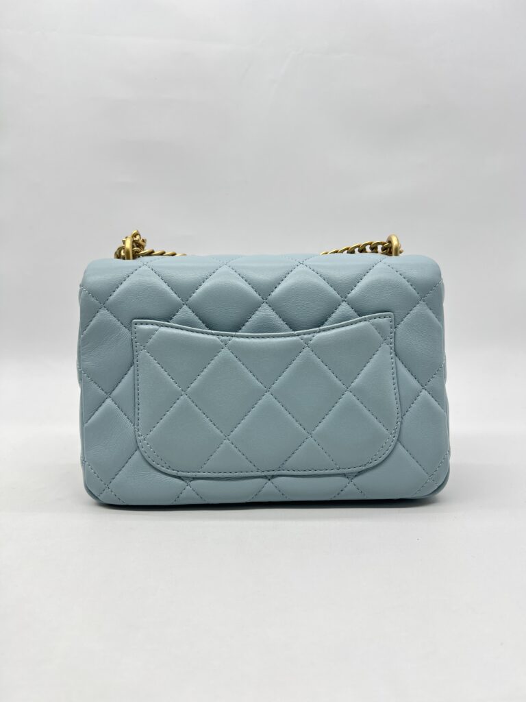 Chanel Mini Enamel Pending CC Lambskin Light Blue GHW