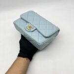Chanel Mini Enamel Pending CC Lambskin Light Blue GHW