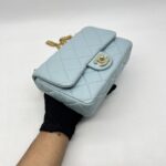 Chanel Mini Enamel Pending CC Lambskin Light Blue GHW