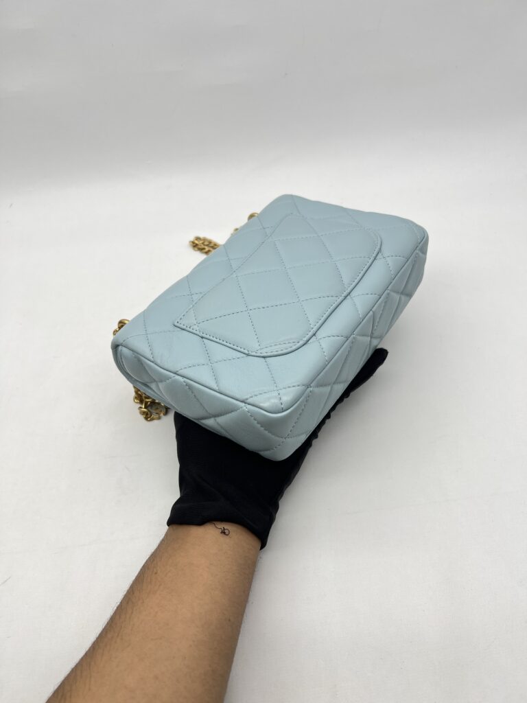Chanel Mini Enamel Pending CC Lambskin Light Blue GHW