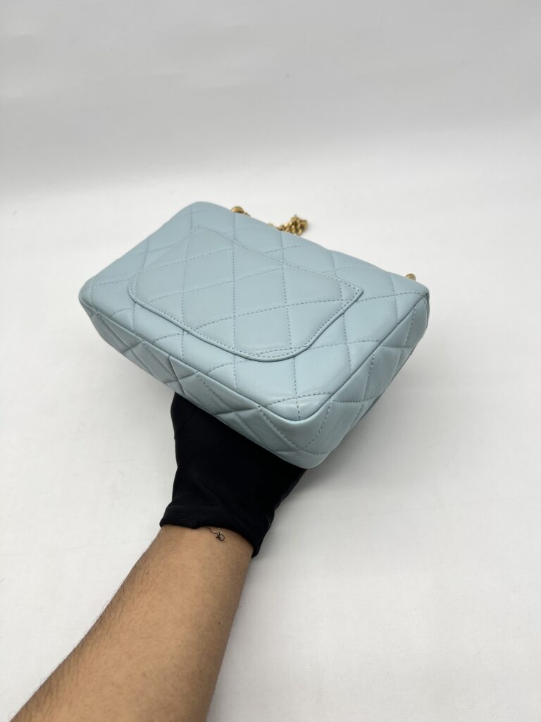 Chanel Mini Enamel Pending CC Lambskin Light Blue GHW
