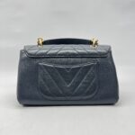 Chanel Chevron Top Handle Blue Calfskin GHW