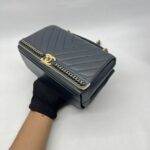 Chanel Chevron Top Handle Blue Calfskin GHW
