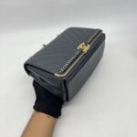 Chanel Chevron Top Handle Blue Calfskin GHW