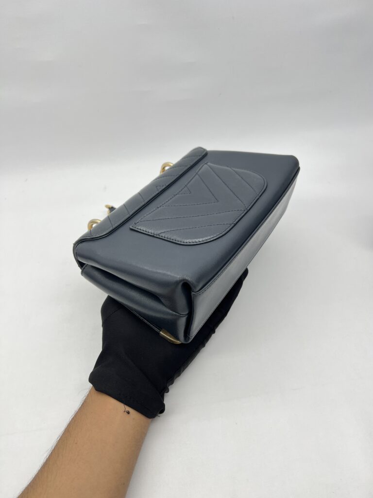 Chanel Chevron Top Handle Blue Calfskin GHW