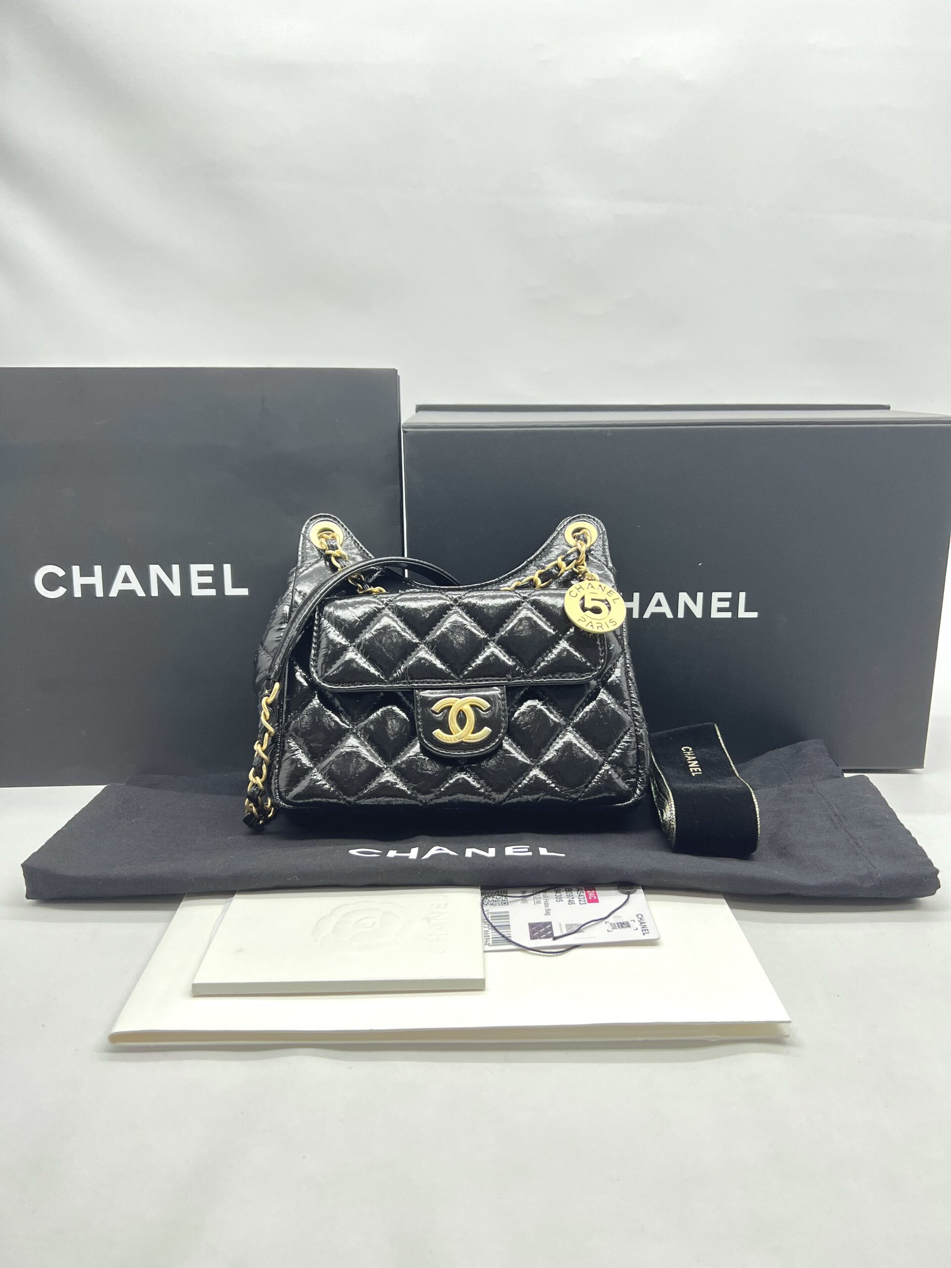 Chanel Small Hobo Glaze Black GHW