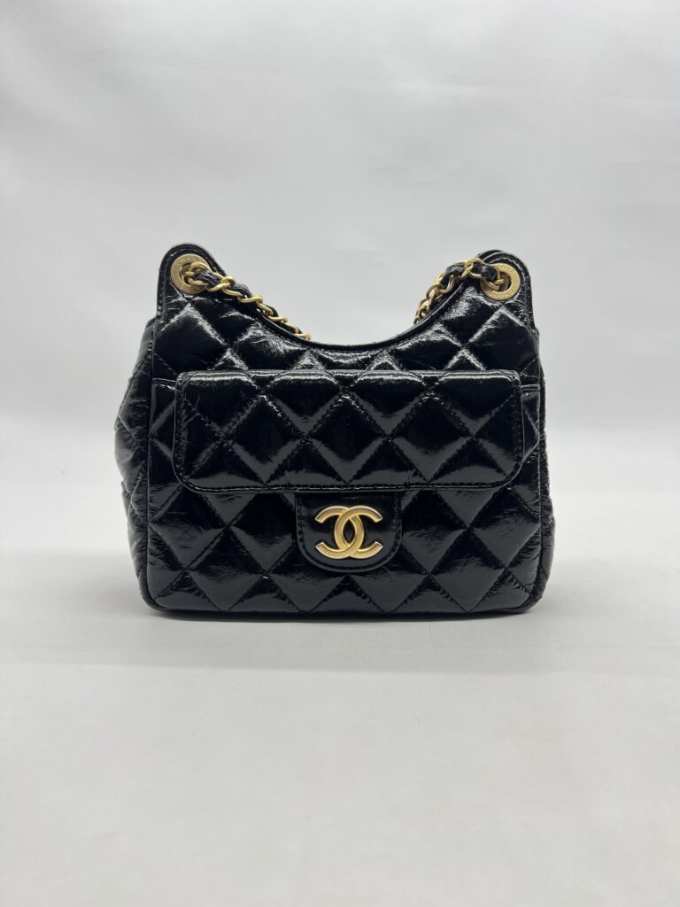 Chanel Small Hobo Glaze Black GHW