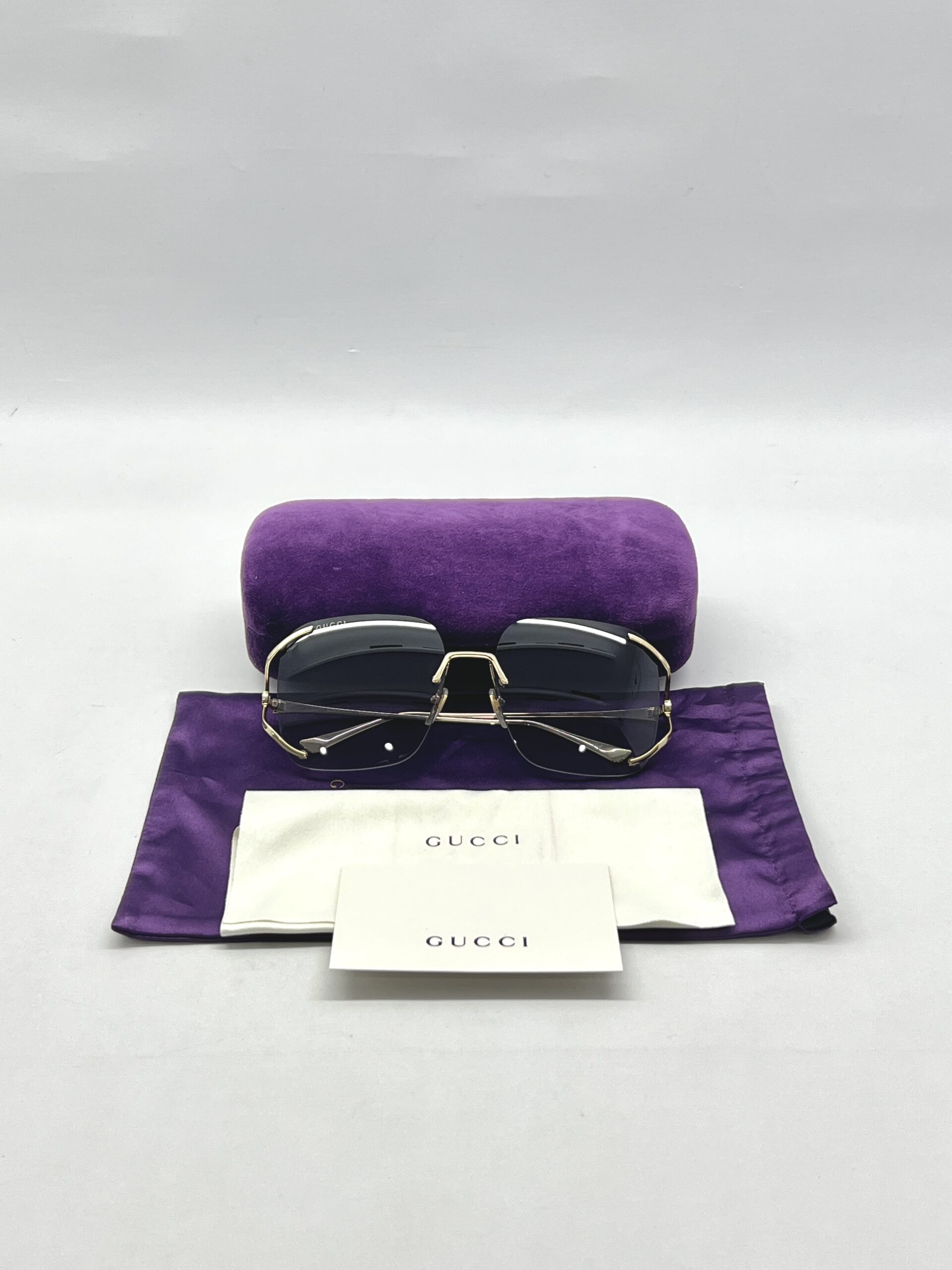 Gucci Sunglasses Rimless Gold Brown