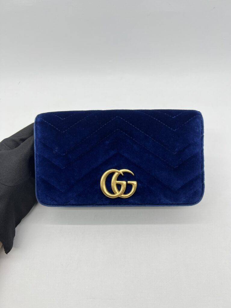 Gucci Marmont Mini Bag Velvet Blue GHW