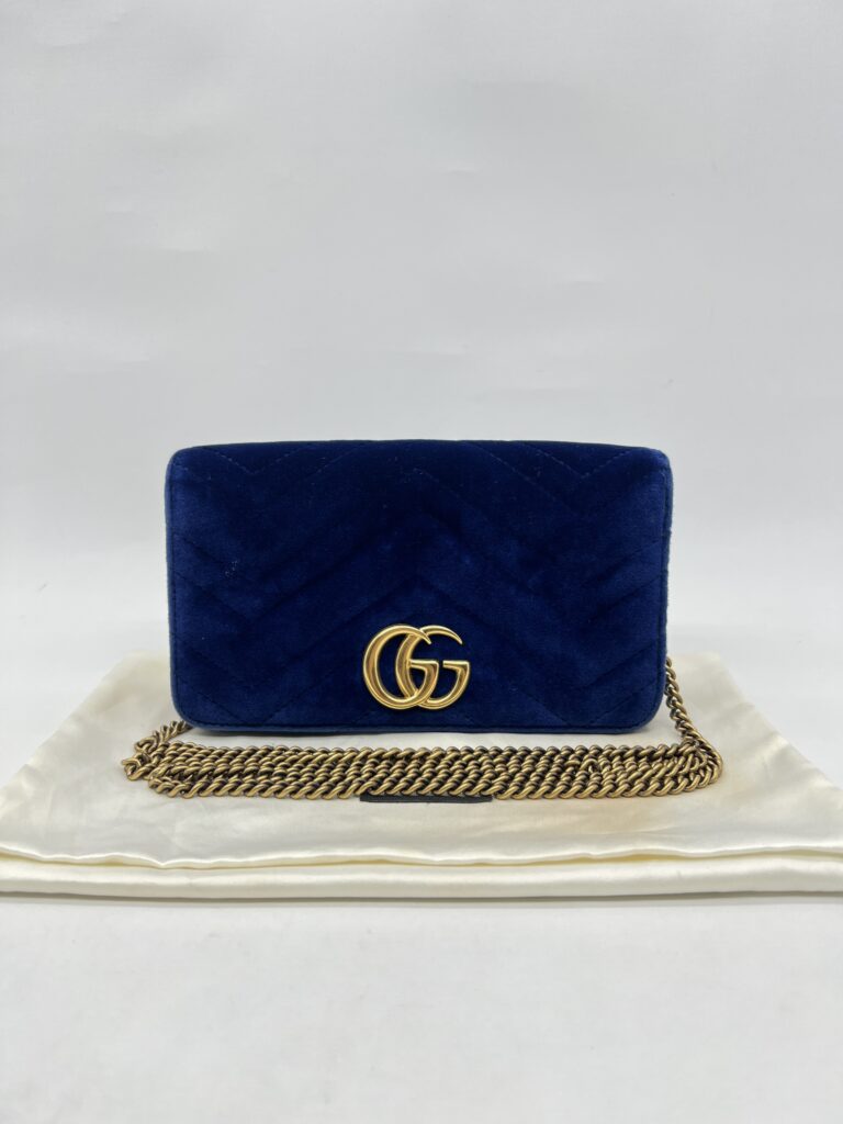 Gucci Marmont Mini Bag Velvet Blue GHW