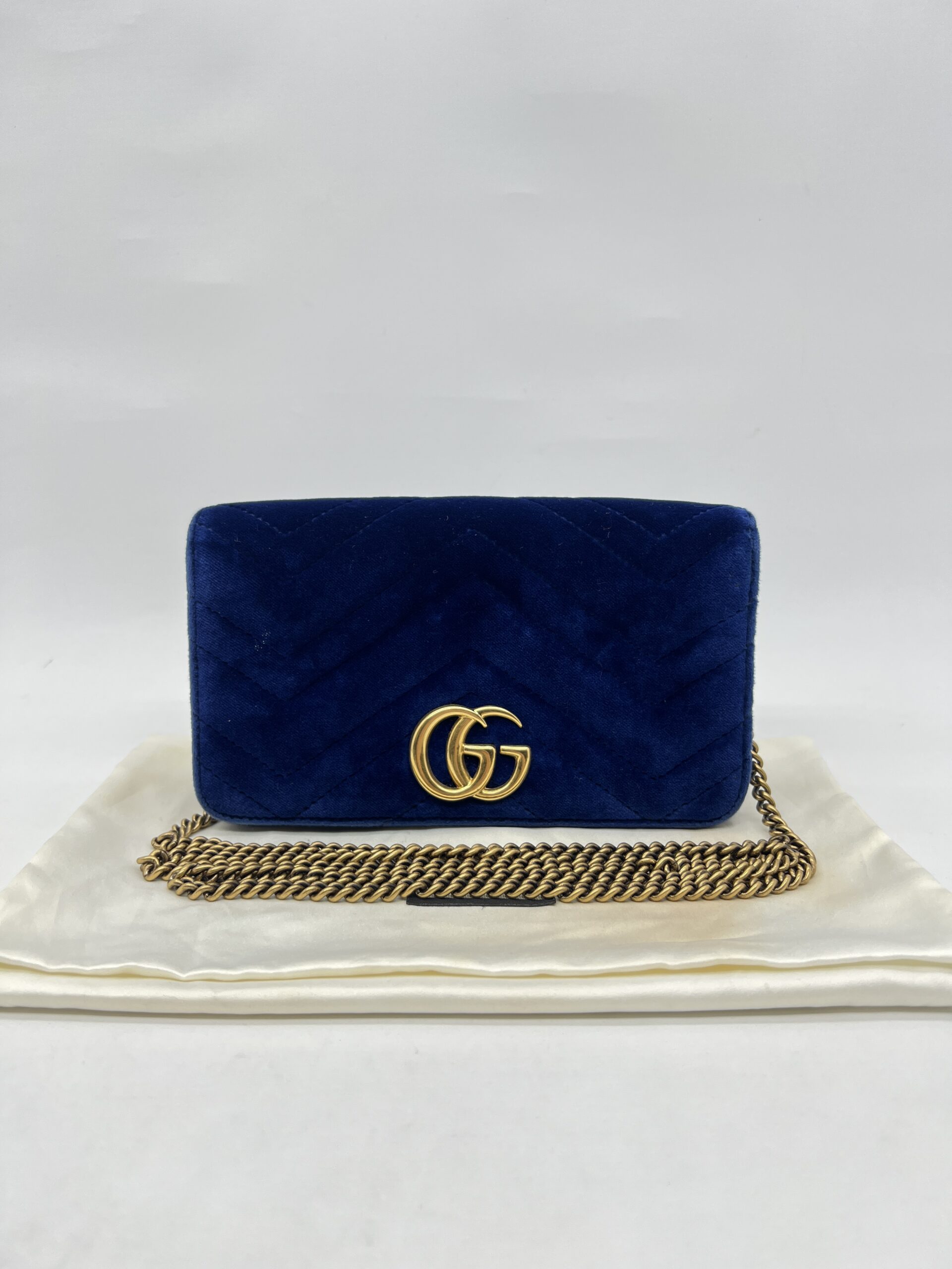 Gucci Marmont Mini Bag Velvet Blue GHW