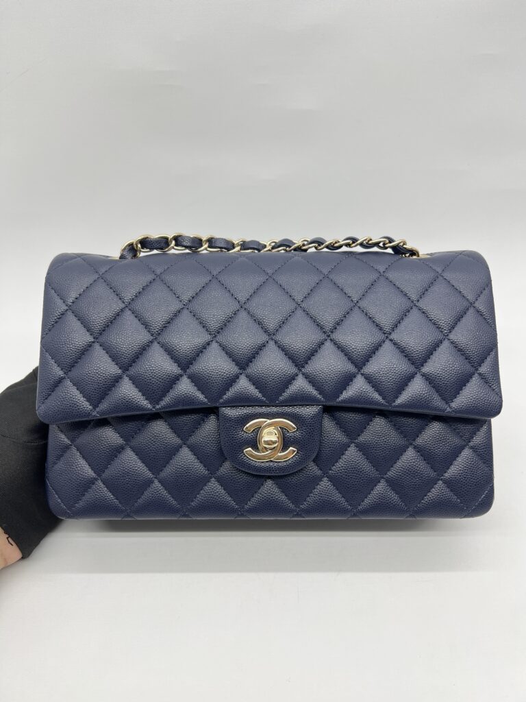 Chanel Medium Classic D. Flap Caviar Navy LGHW