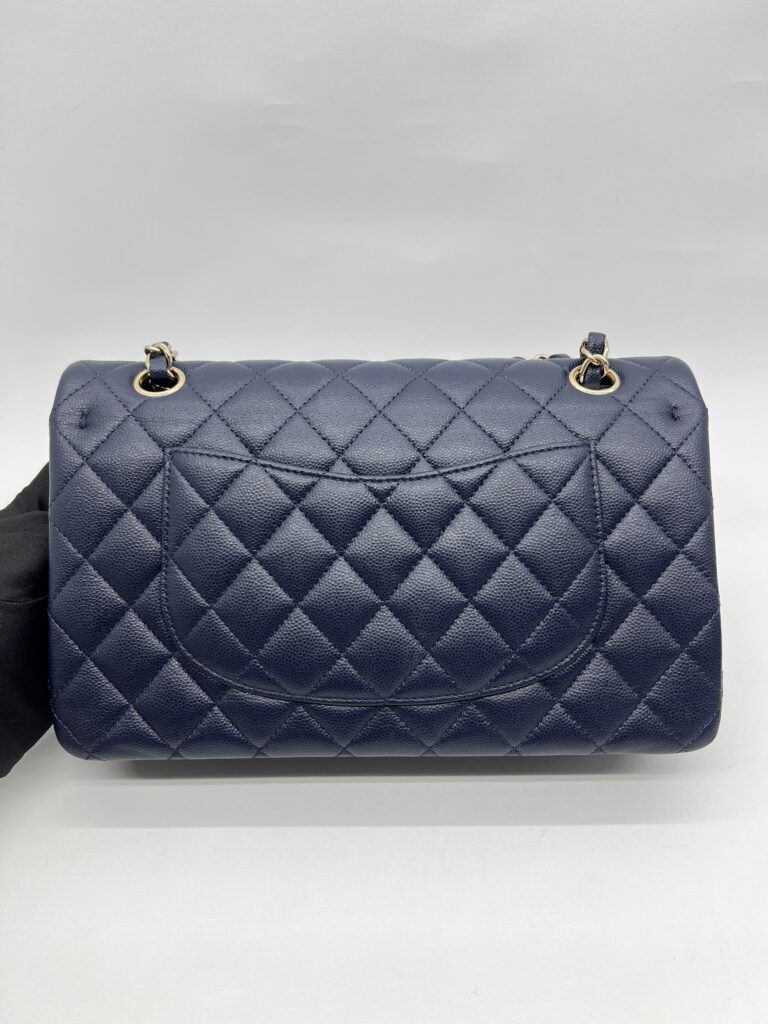 Chanel Medium Classic D. Flap Caviar Navy LGHW
