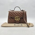 Gucci Mini Marmont Top Handle  Geometric Caramel GHW