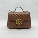 Gucci Mini Marmont Top Handle  Geometric Caramel GHW