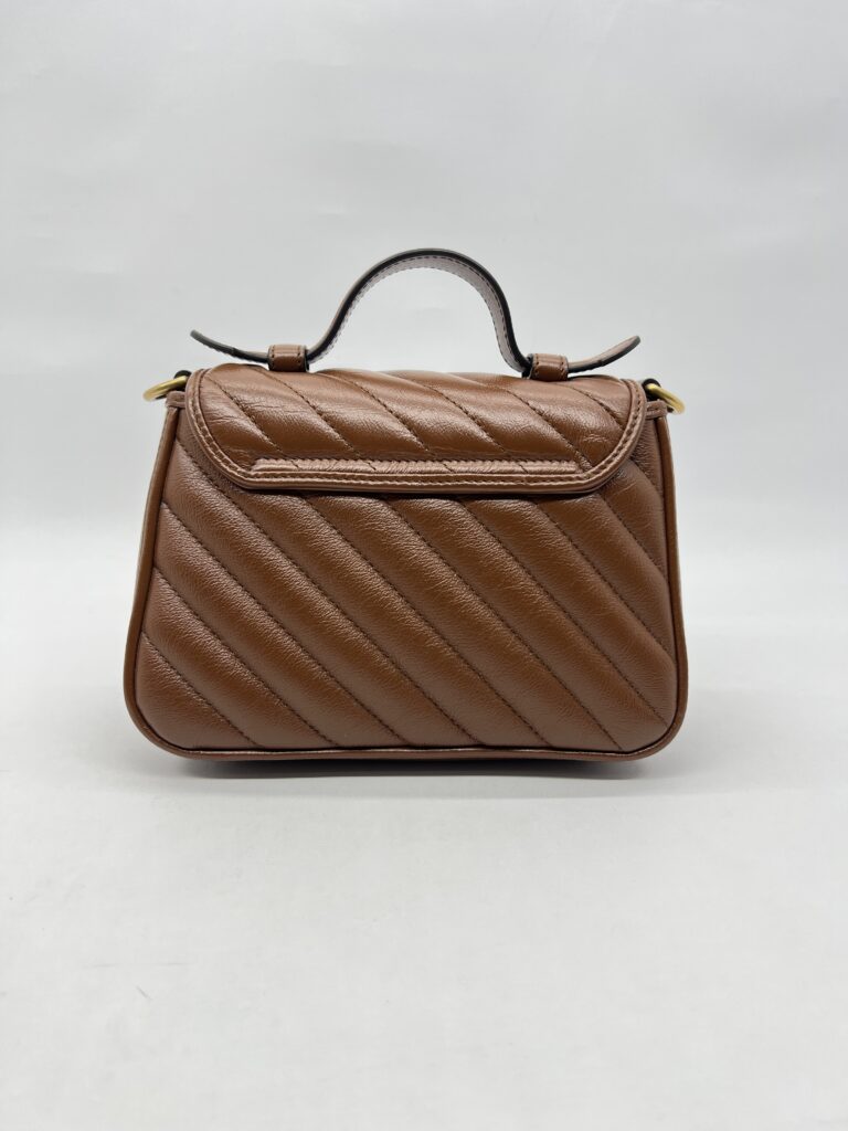 Gucci Mini Marmont Top Handle  Geometric Caramel GHW