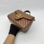 Gucci Mini Marmont Top Handle  Geometric Caramel GHW