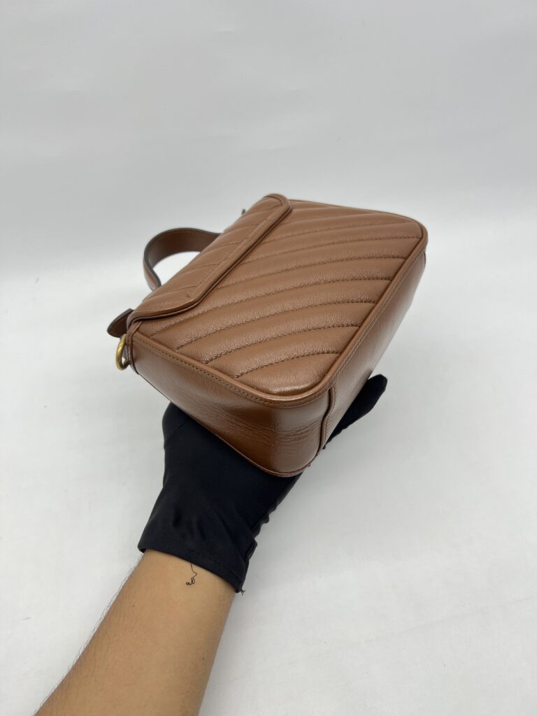 Gucci Mini Marmont Top Handle  Geometric Caramel GHW