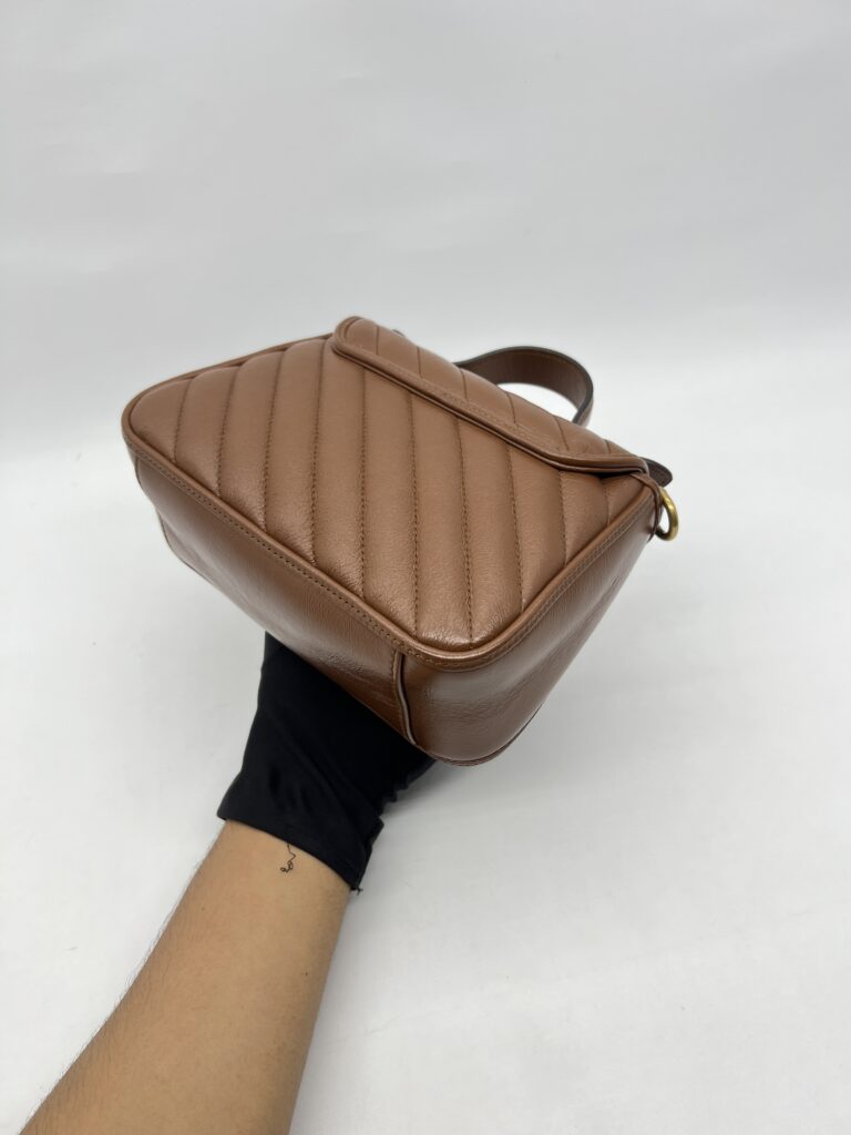 Gucci Mini Marmont Top Handle  Geometric Caramel GHW