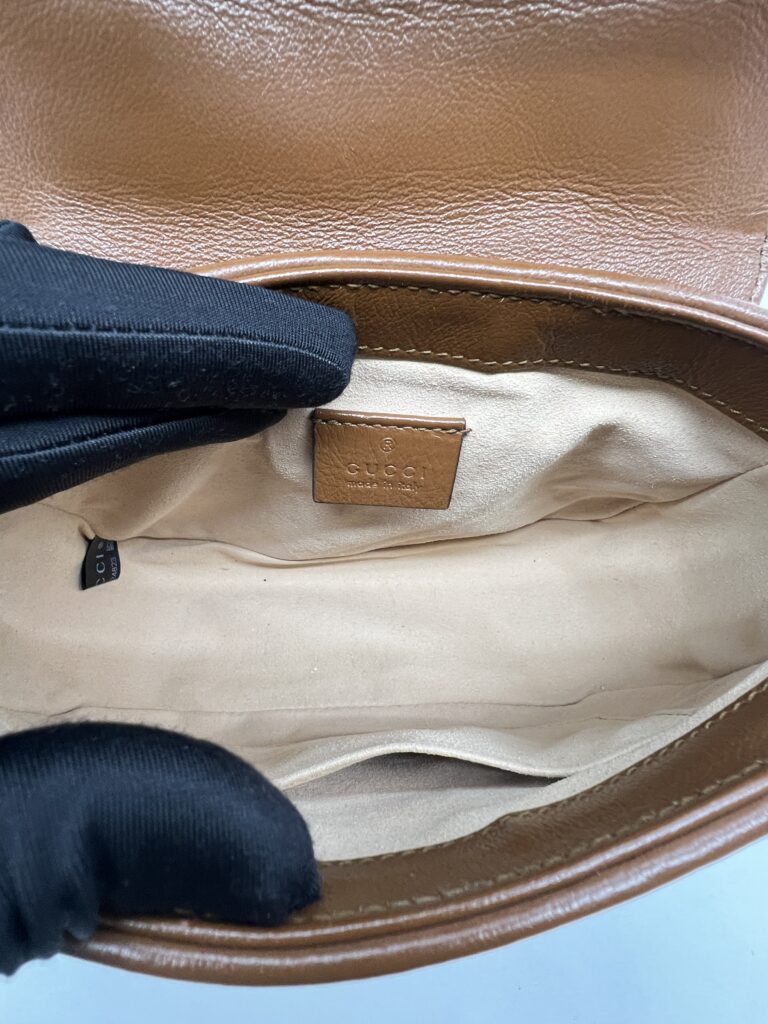 Gucci Mini Marmont Top Handle  Geometric Caramel GHW