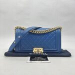Chanel Boy 25 Medium Lambskin Blue GHW