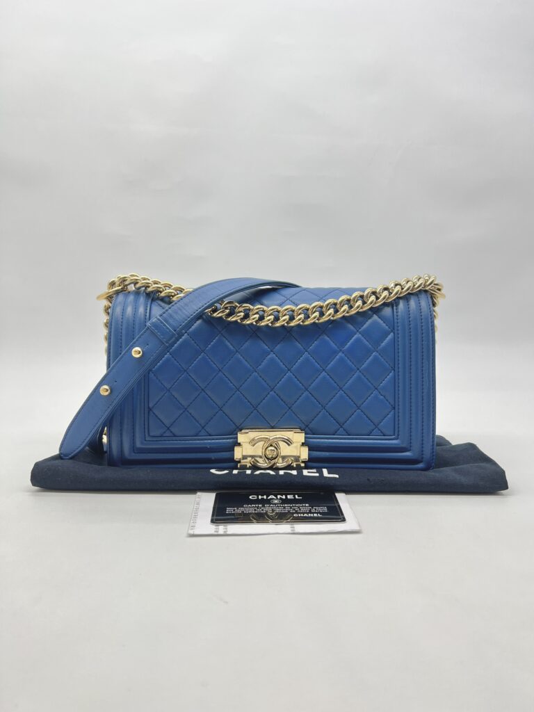 Chanel Boy 25 Medium Lambskin Blue GHW