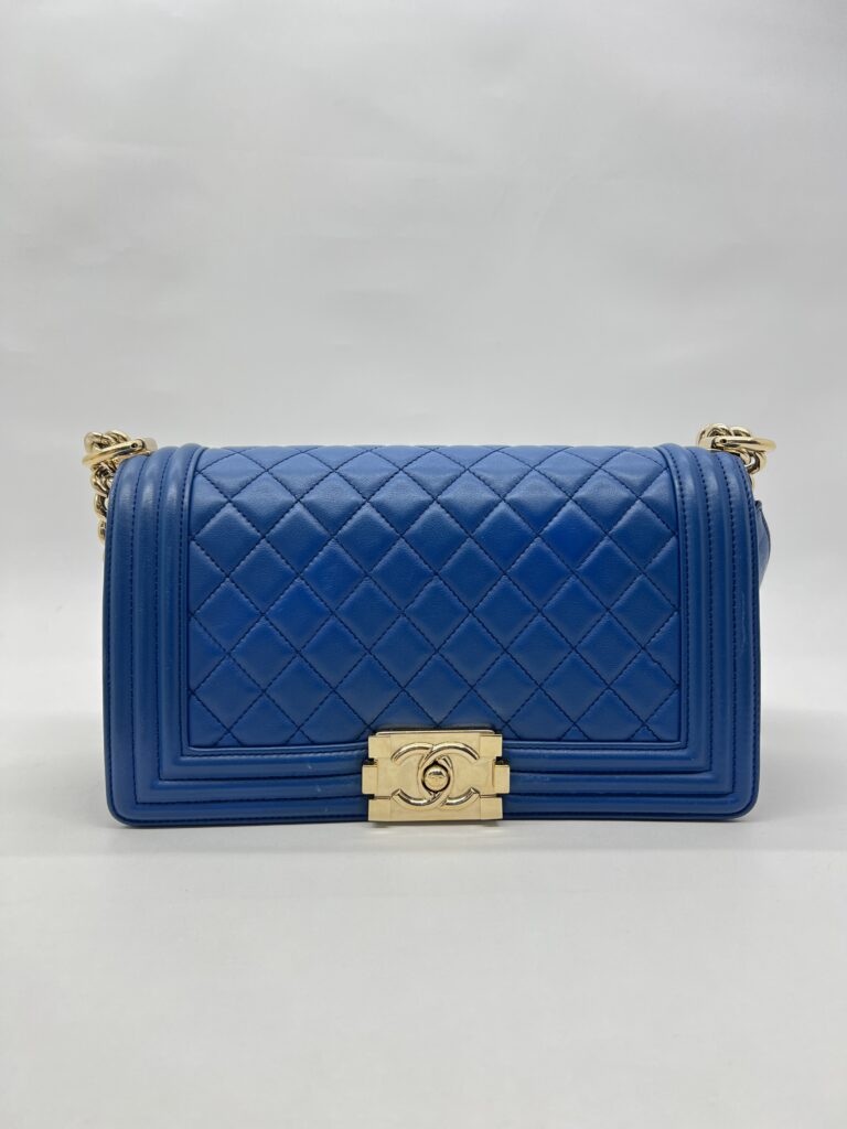Chanel Boy 25 Medium Lambskin Blue GHW