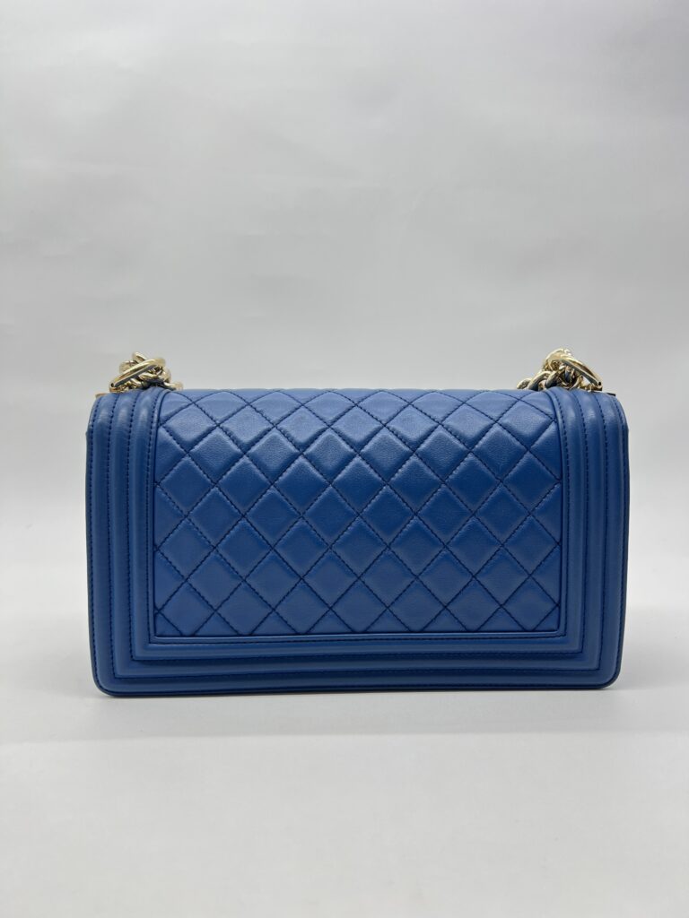 Chanel Boy 25 Medium Lambskin Blue GHW