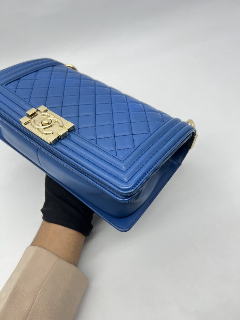 Chanel Boy 25 Medium Lambskin Blue GHW