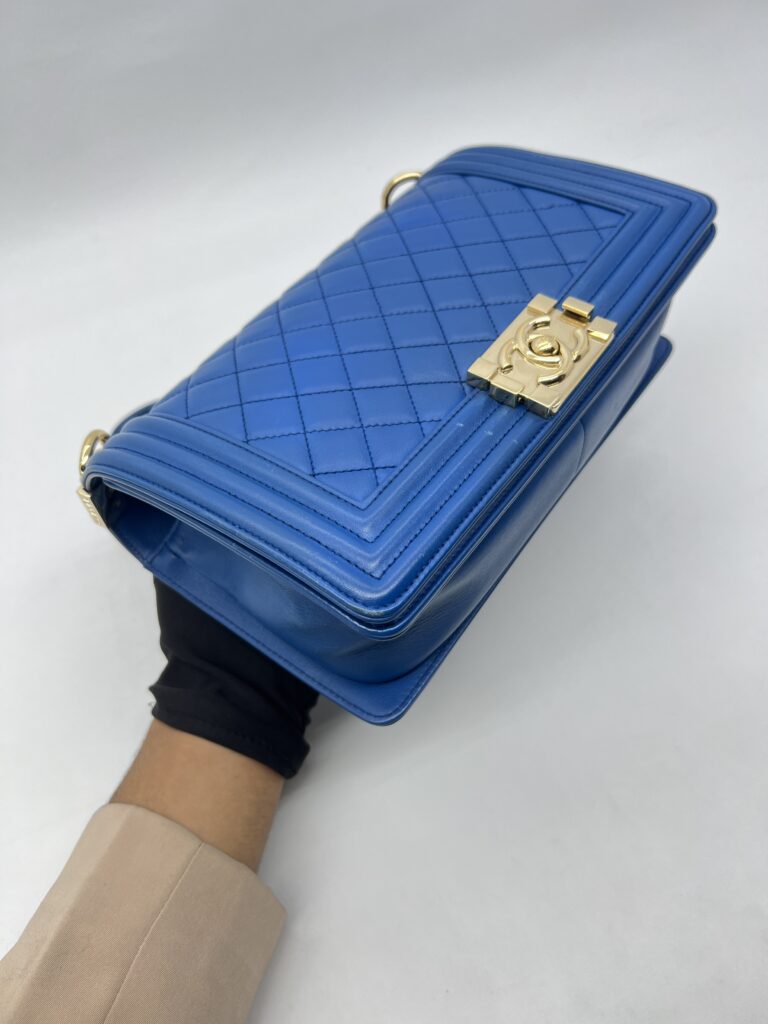 Chanel Boy 25 Medium Lambskin Blue GHW