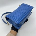 Chanel Boy 25 Medium Lambskin Blue GHW