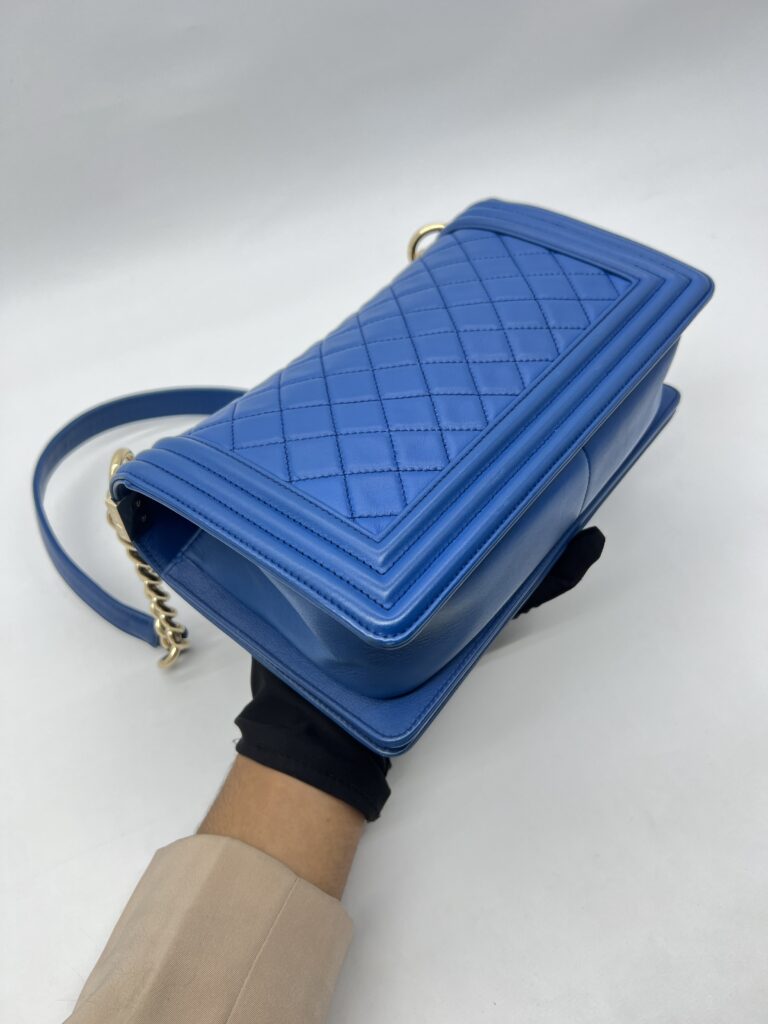 Chanel Boy 25 Medium Lambskin Blue GHW