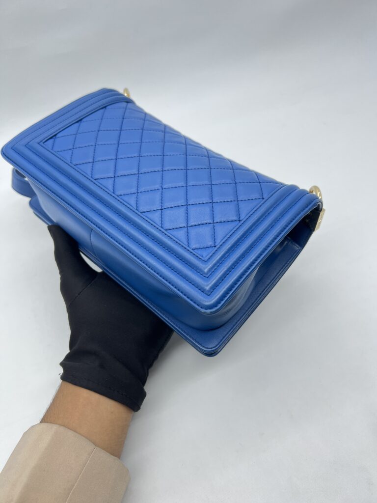 Chanel Boy 25 Medium Lambskin Blue GHW
