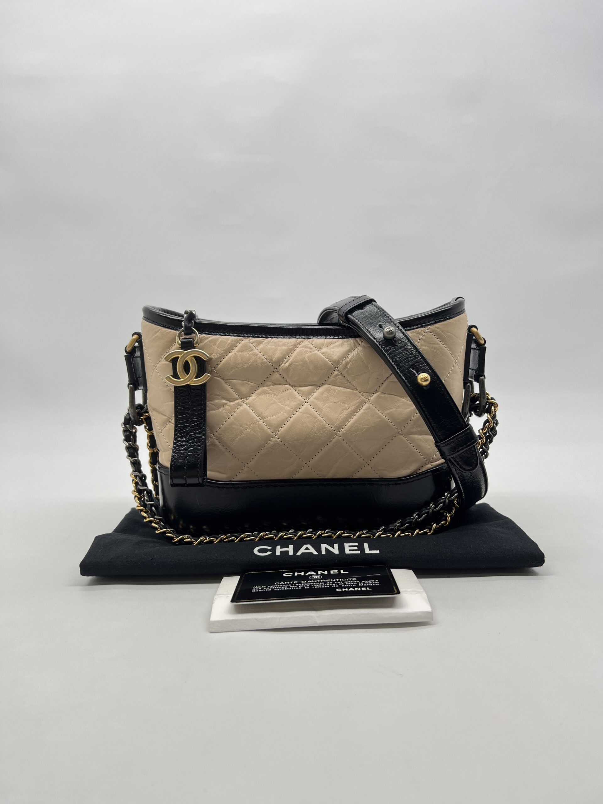 Chanel Gabrielle Small Beige Black